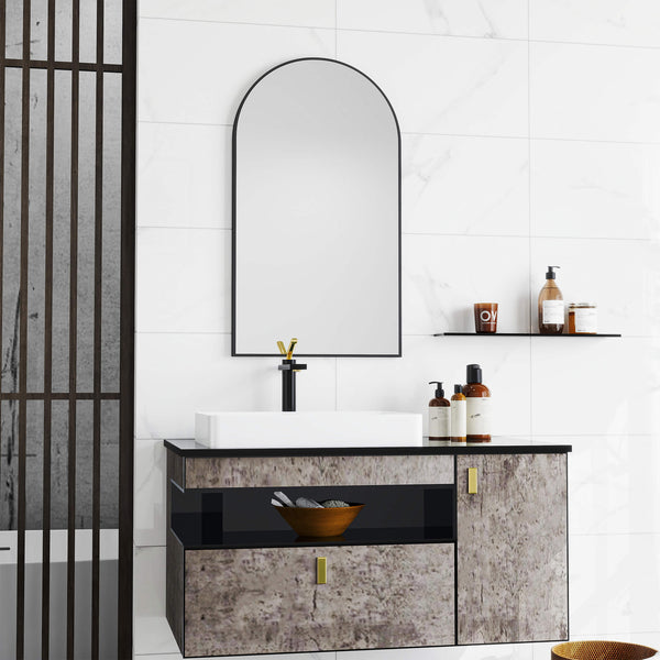 Sweetcrispy Gothic Arched Wall Mirror for Bathroom