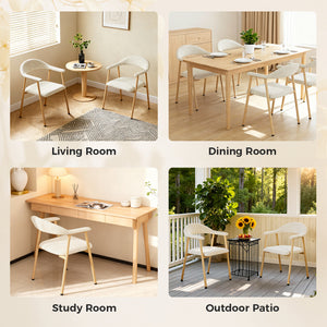 Sweetcrispy Upholstered Dining Chairs, Wood-Look Finish with Sturdy Metal Frame, Set of 2