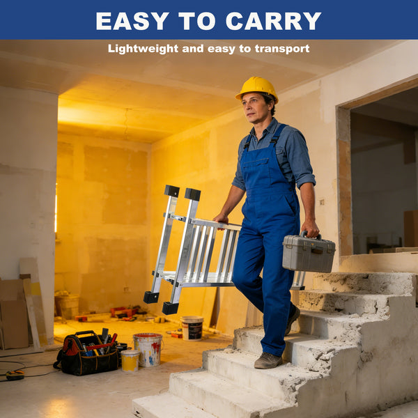 Sweetcrispy 7-in-1 Aluminum Folding Ladder, Extension Telescoping Ladder with Safety Locks