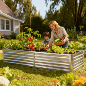 Sweetcrispy Mini Greenhouse Raised Garden Bed with Dual Roll-Up Windows