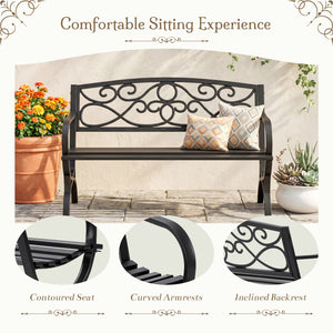 Sweetcrispy 50" Metal Patio Garden Bench for Lawn & Garden