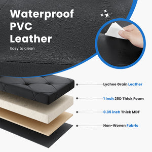 EDX PVC Ottoman Bench, Folable Storage Bench for Bedroom,Ottoman Foot Rest Bench for Livingroom, Entryway