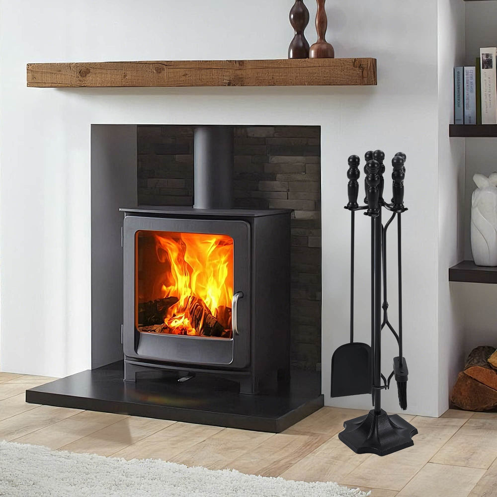 Sweetcrispy Professional 5-Piece Fireplace Tools Set with Heavy Base