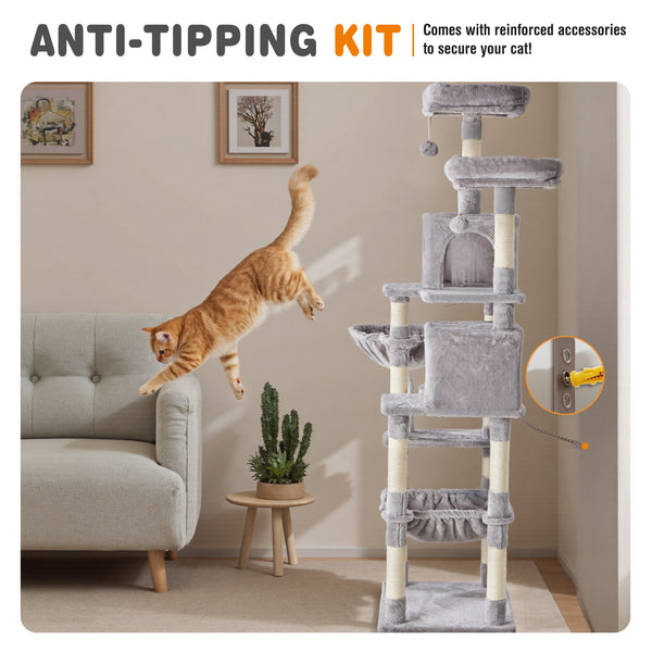Sweetcrispy 71" Multi-Level Cat Tree, Cat Tower for Indoor Cats