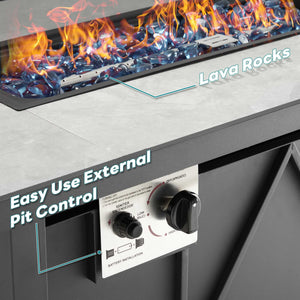 Sweetcrispy 43" Outdoor Fire Pit Table with 50,000 BTU Heater