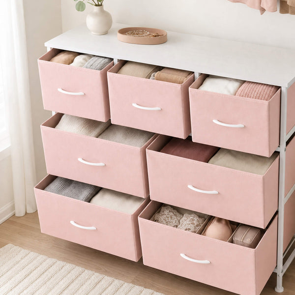 Sweetcrispy Dresser Wooden Top with Storage for Living Room Bedroom