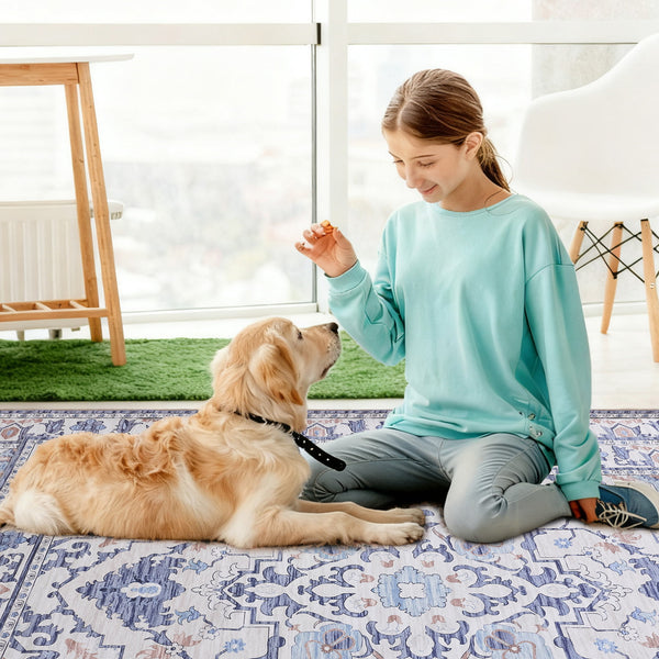 Sweetcrispy Washable Low-Pile Polyester Area Rug