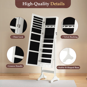 Sweetcrispy Freestanding Adjustable Full Length Mirror Jewelry Cabinet