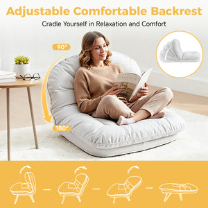 Sweetcrispy Foldable Cushioned Saucer Chair, Lounge Chair with Adjustable Back Support