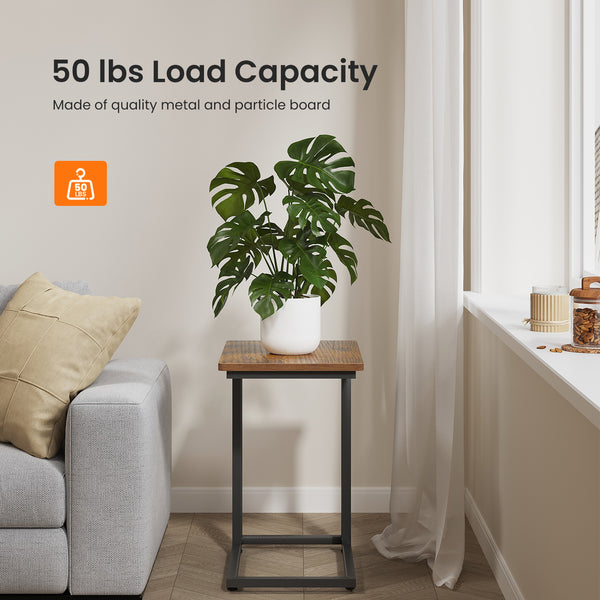 Sweetcrispy C-Shaped Side Table with Removable Casters for Small Spaces