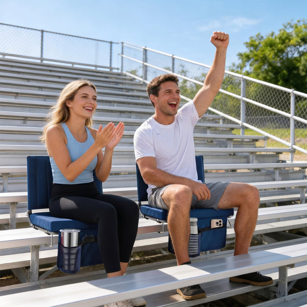 Sweetcrispy Stadium Seat with Back Support, Foldable Cushioned Portable Bleacher Chair for Sports Outdoor Events