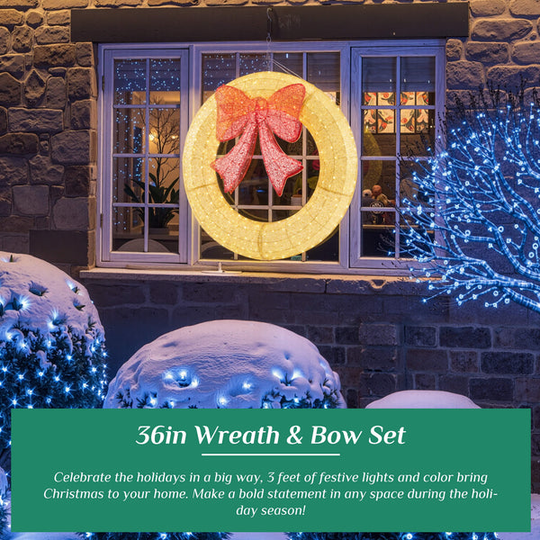 Sweetcrispy Illuminated Christmas Wreath - Outdoor Holiday Decor with Remote
