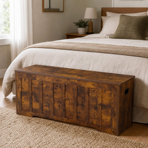 Sweetcrispy Wooden Storage Bench with Soft-Close Lid