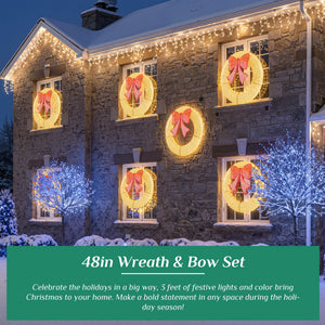 Sweetcrispy Illuminated Christmas Wreath - Outdoor Holiday Decor with Remote