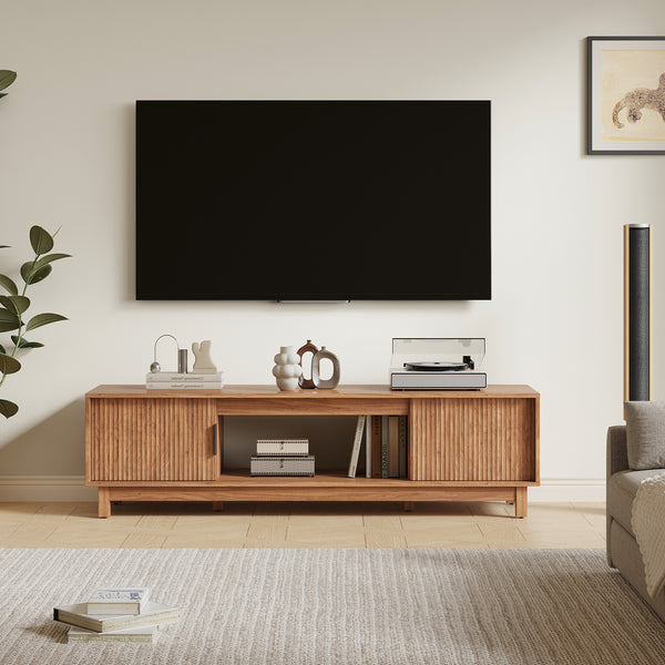 Sweetcrispy Boho TV Stand with Storage, Entertainment Center for TVs up to 65”
