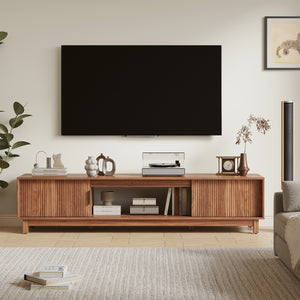 Sweetcrispy Boho TV Stand with Storage, Entertainment Center for TVs up to 65”