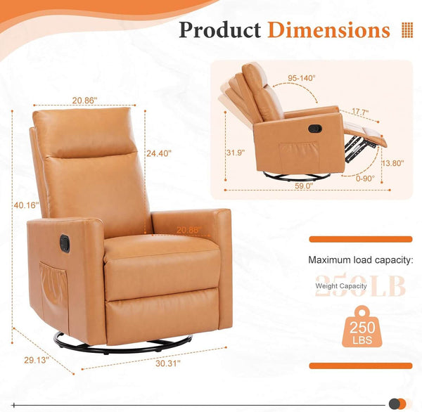 Sweetcrispy Sofa Recliner Swivelling For Living Room Bedroom