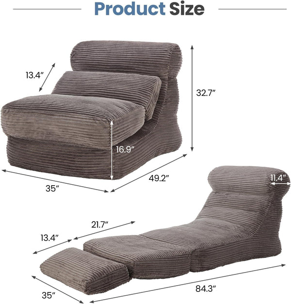 Sweetcrispy 3-in-1 Foldable Multi-Functional Sofa for Living Room