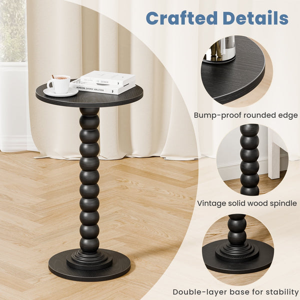 Sweetcrispy Round Side Table, Compact Wood Accent End Table with Waterproof Top for Sofa, Bedside, Corners & Small Space