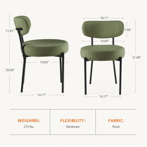 SWEETCRISPY Dining Chairs, Upholstered with Boucle Fabric, Ergonomic Backrest, Matte Black Metal Legs