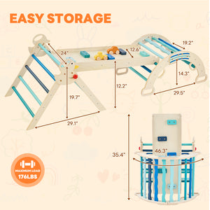 Sweetcrispy 9-in-1 Foldable Wooden Montessori Toddler Climbing Playset for Kids