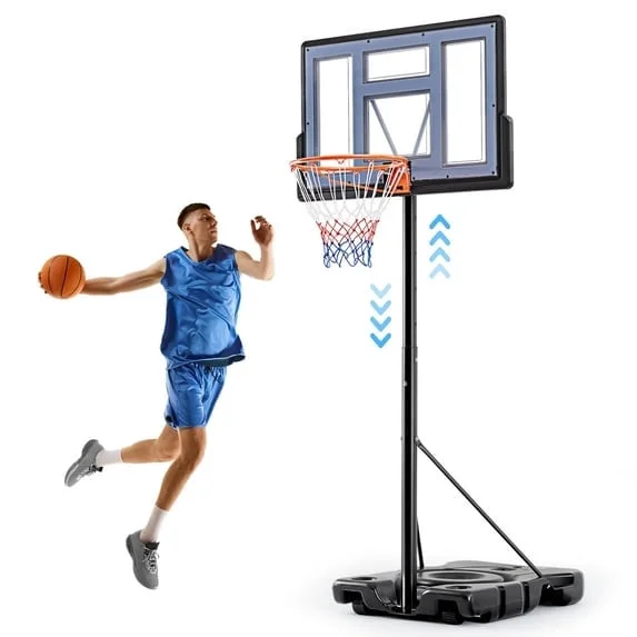 Sweetcrispy Portable Basketball Hoop, 44" Shatterproof Backboard, Adjustable Height 6.1ft-10ft, Black