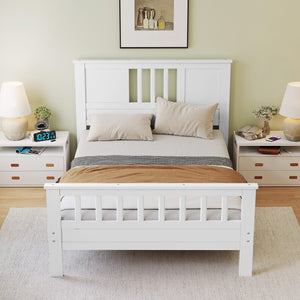 Sweetcrispy Classic Solid Wood Twin Bed Frame with Headboard & Footboard