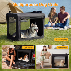 Sweetcrispy Portable Foldable Dog Crate, Soft-Sided Pet Carrier with Mesh Panels