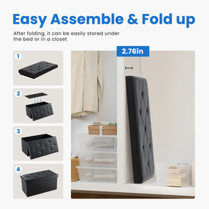 EDX PVC Ottoman Bench, Folable Storage Bench for Bedroom,Ottoman Foot Rest Bench for Livingroom, Entryway
