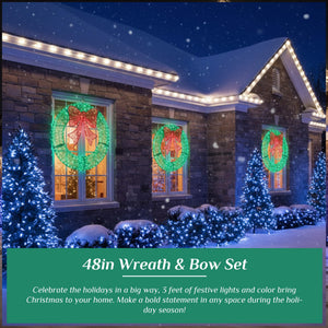 Sweetcrispy Illuminated Christmas Wreath - Outdoor Holiday Decor with Remote