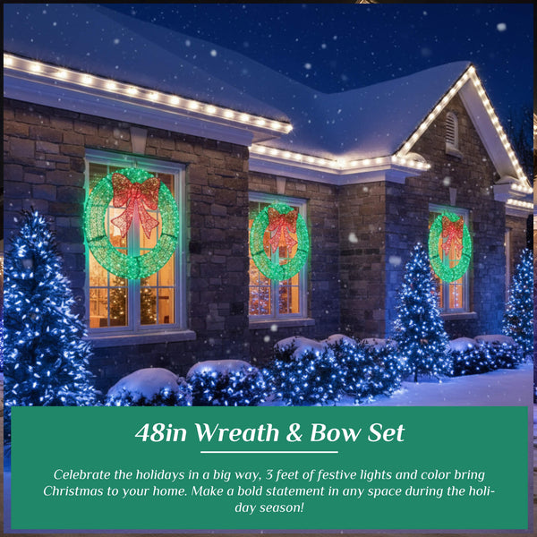 Sweetcrispy Illuminated Christmas Wreath - Outdoor Holiday Decor with Remote