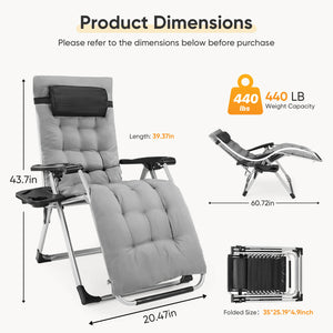 Sweetcrispy Foldable Zero-Gravity Outdoor Lounge Chair for Beach/Patio
