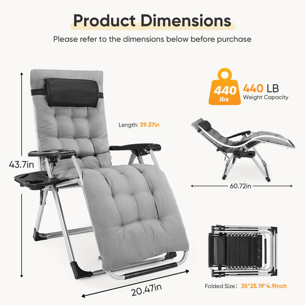 Sweetcrispy Foldable Zero-Gravity Outdoor Lounge Chair for Beach/Patio