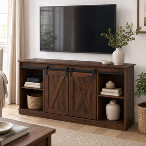 Sweetcrispy 58“ Sliding Barn Door TV Cabinet