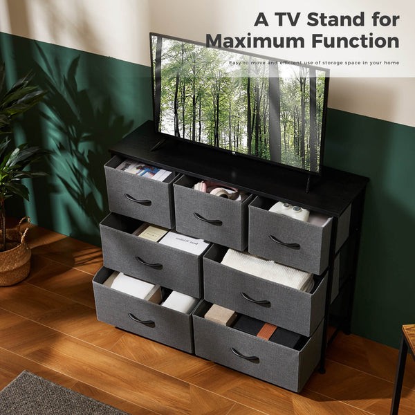 Sweetcrispy Dresser Wooden Top with Storage for Living Room Bedroom