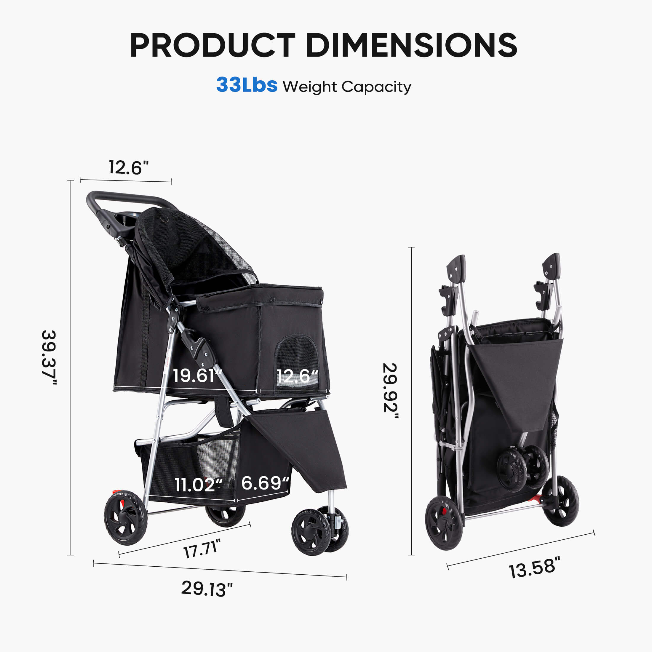 dog stroller weight limit Sweetcrispy Foldable Pet Outdoor Stroller