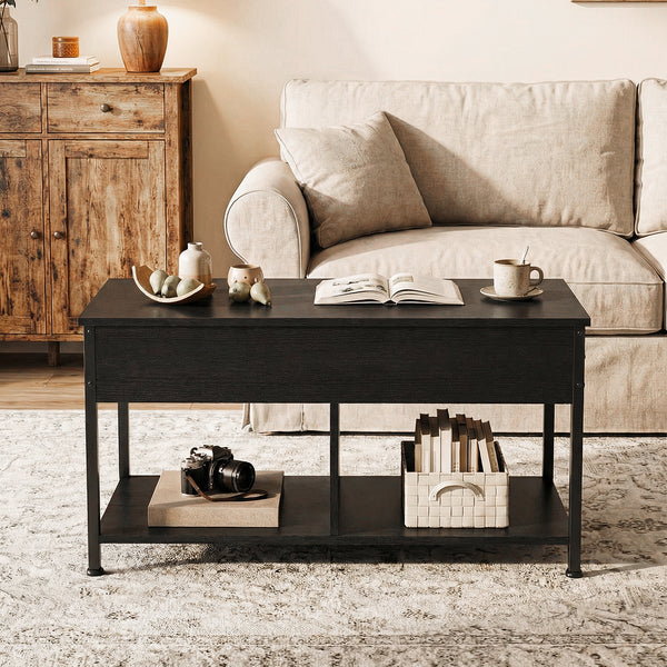 Sweetcrispy Adjustable Lift-Top Coffee Table with Storage for Living Room