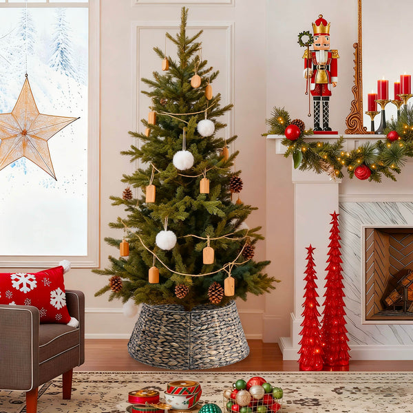 Hand-woven Christmas tree skirt Foldable -Tool-Free-Wrought Iron