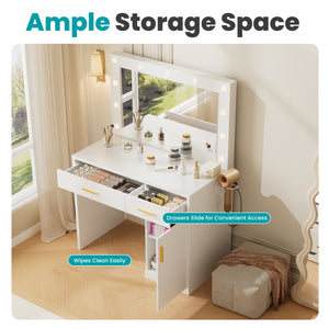Sweetcrispy Makeup Vanity Desk with Oversized LED Mirror