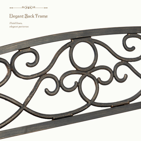 Sweetcrispy 50" Metal Patio Garden Bench for Lawn & Garden