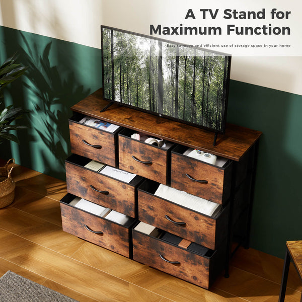 Sweetcrispy Dresser Wooden Top with Storage for Living Room Bedroom