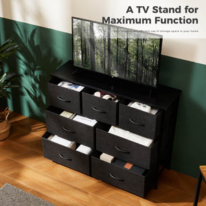 Sweetcrispy Dresser Wooden Top with Storage for Living Room Bedroom