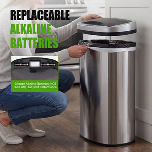 Sweetcrispy 50L Automatic Trash Can, Stainless Steel with 7" Smart Sensor Lid