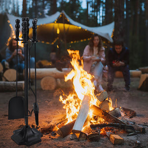 Sweetcrispy Professional 5-Piece Fireplace Tools Set with Heavy Base