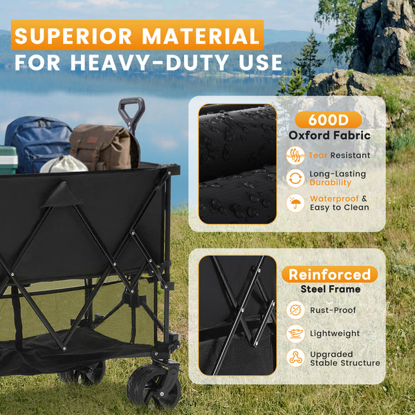 Sweetcrispy HaulMaster 400L Folding Wagon Cart for Camping and Outdoor Use