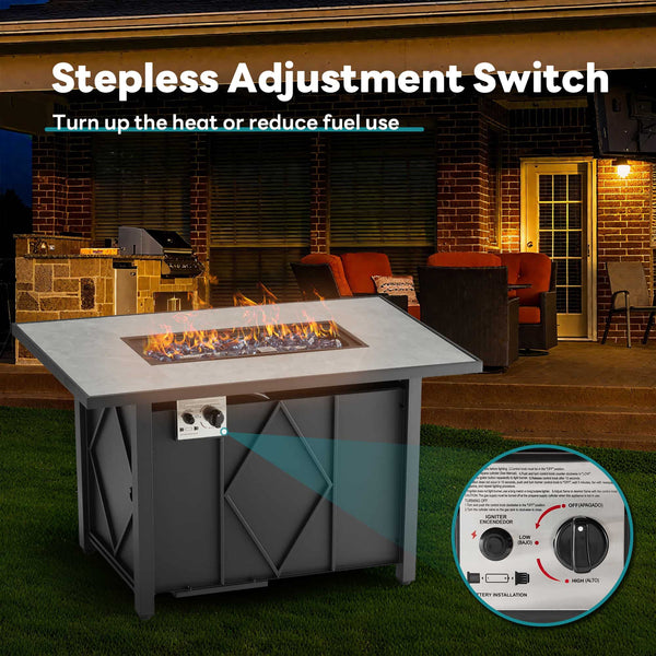 Sweetcrispy 43" Outdoor Fire Pit Table with 50,000 BTU Heater