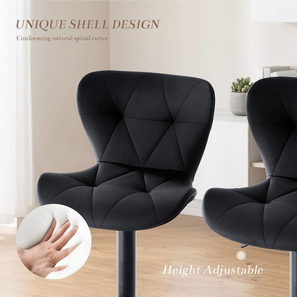 Sweetcrispy Faux Leather Diamond-Quilted Bar Stool-set of 2