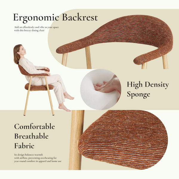 Sweetcrispy Linen-Upholstered Ergonomic Dining Chairs Set of 2