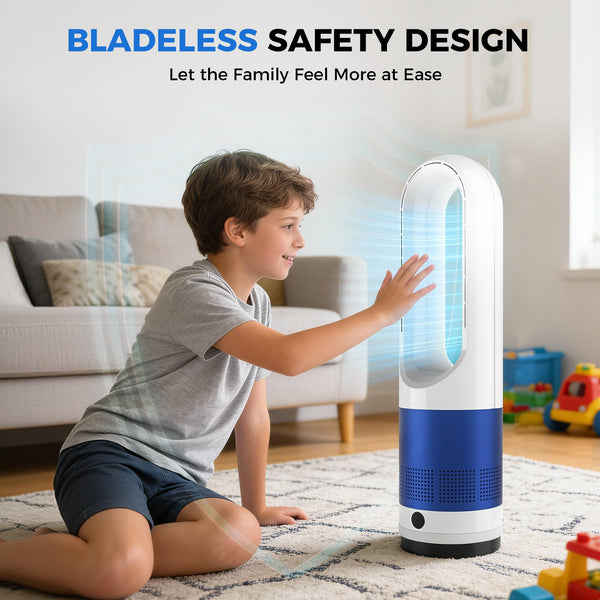 Sweetcrispy Tower Fan with 8 Speeds, 80° Oscillating Bladeless Fans with Remote Control