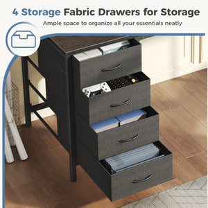 Sweetcrispy Computer Desk with 4 Drawers, Monitor Stand & LED Lights for Home Office